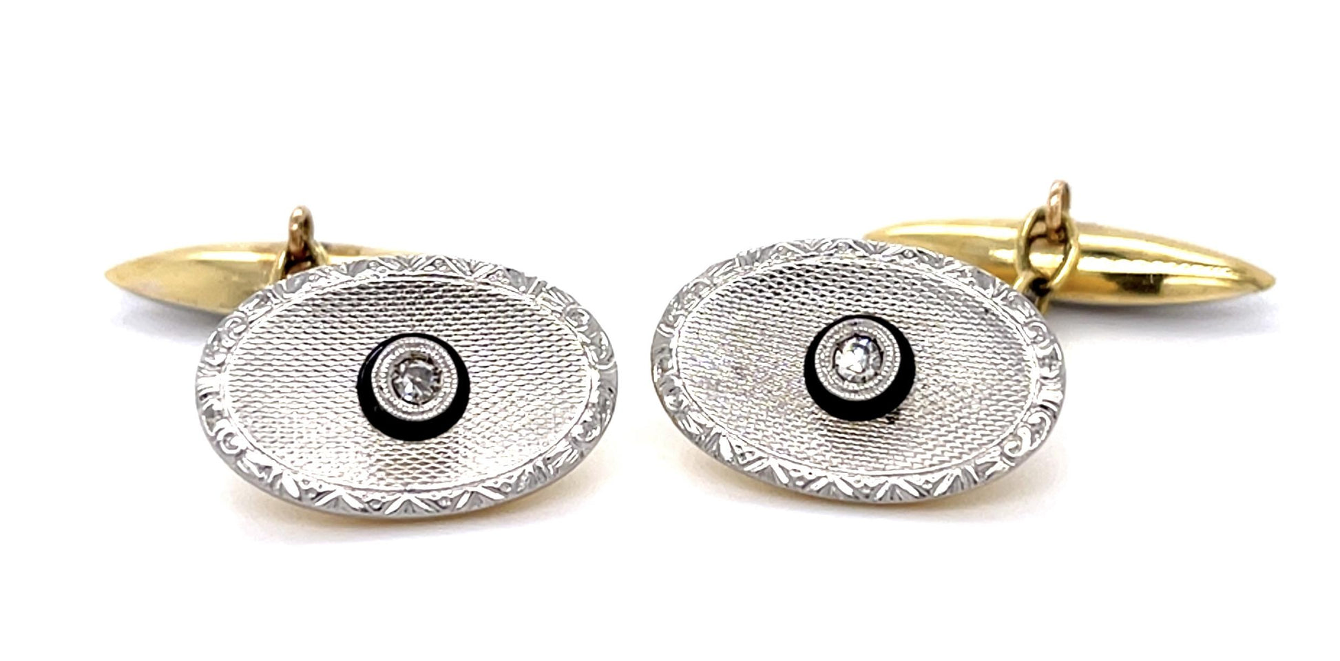 Edwardian .14ct Diamond 18KY+PT Cufflinks (Antique 1900s)