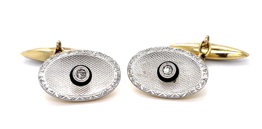 Edwardian .14ct Diamond 18KY+PT Cufflinks (Antique 1900s)