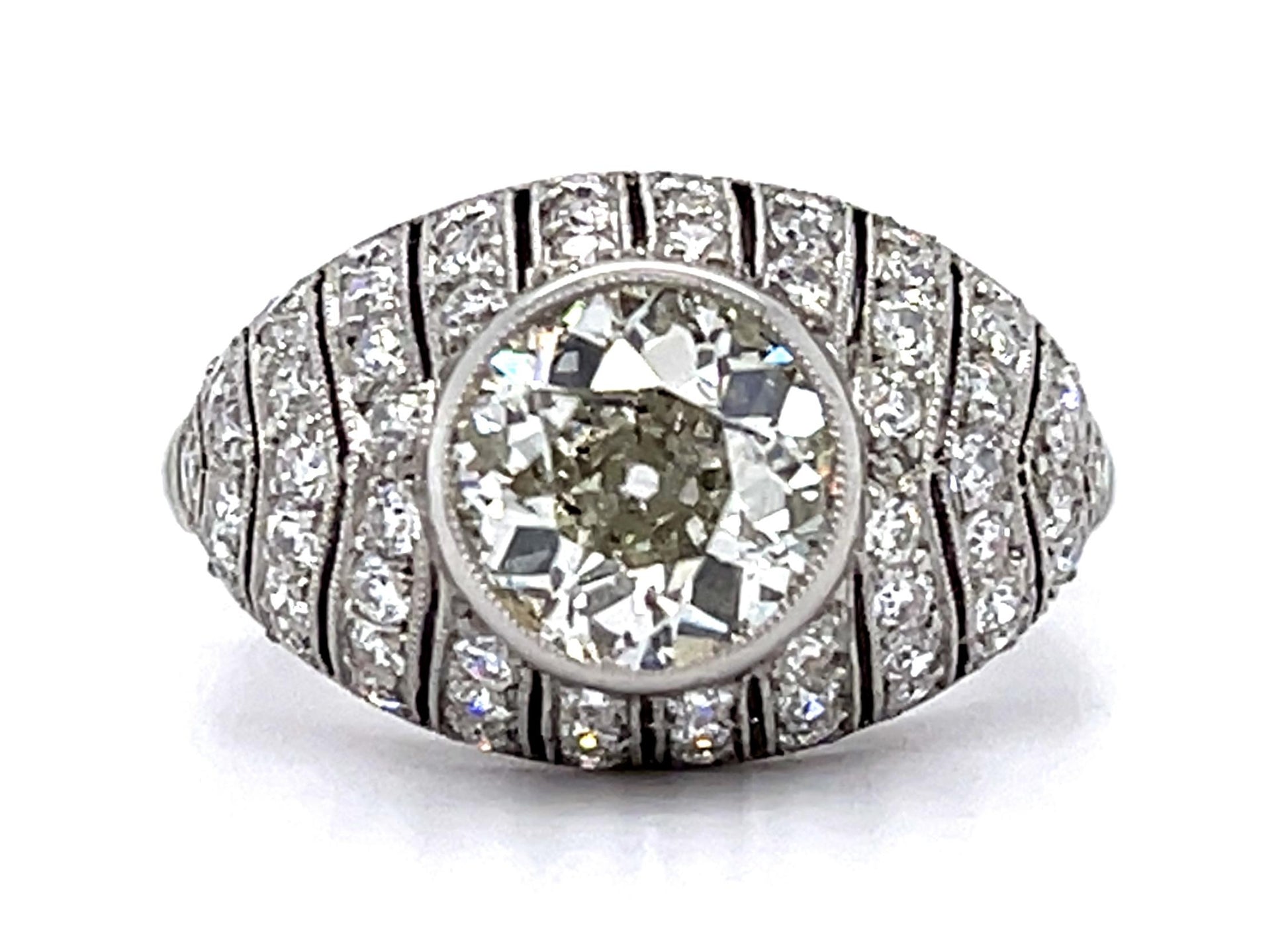 1.48ct Old European Diamond PT Handmade Ring .88ct SD