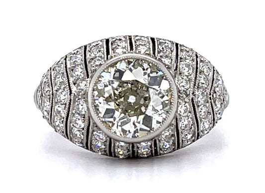 1.48ct Old European Diamond PT Handmade Ring .88ct SD