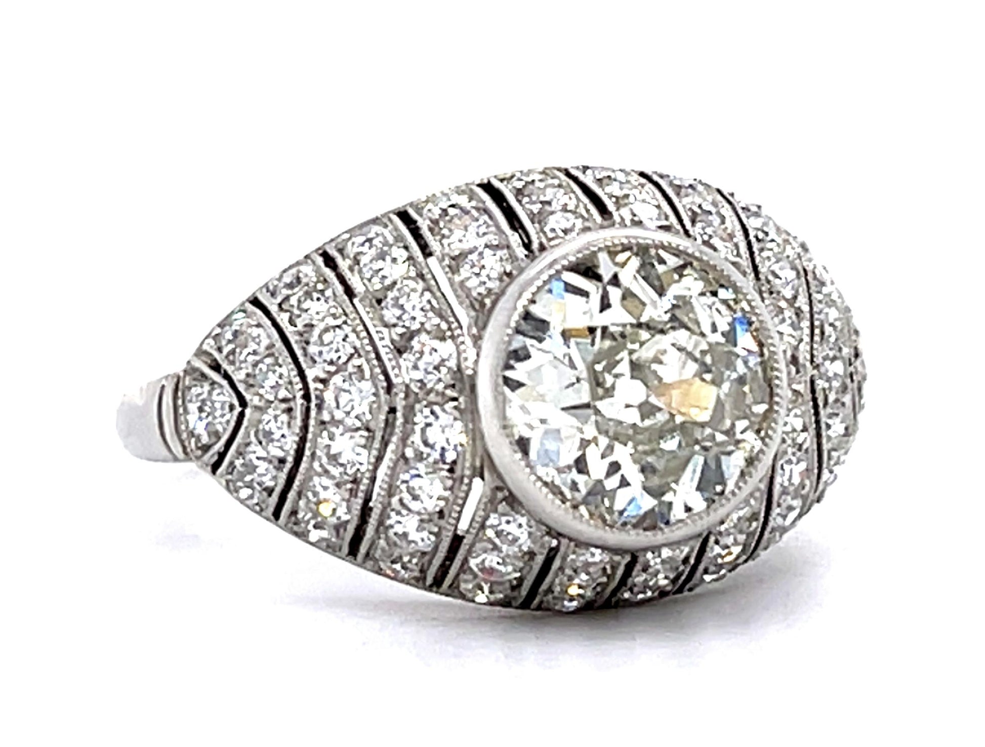 1.48ct Old European Diamond PT Handmade Ring .88ct SD