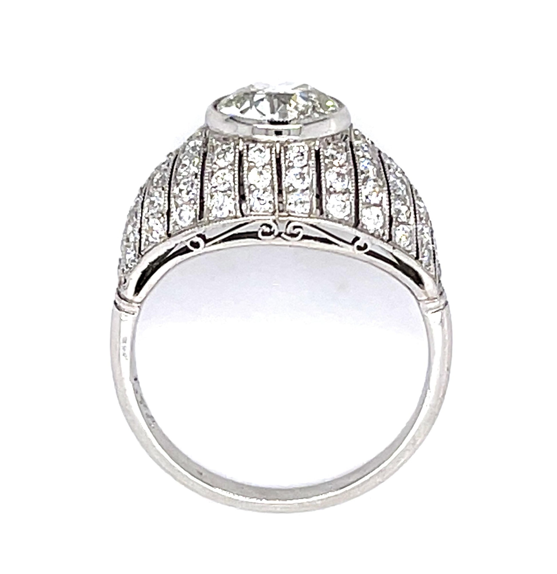 1.48ct Old European Diamond PT Handmade Ring .88ct SD