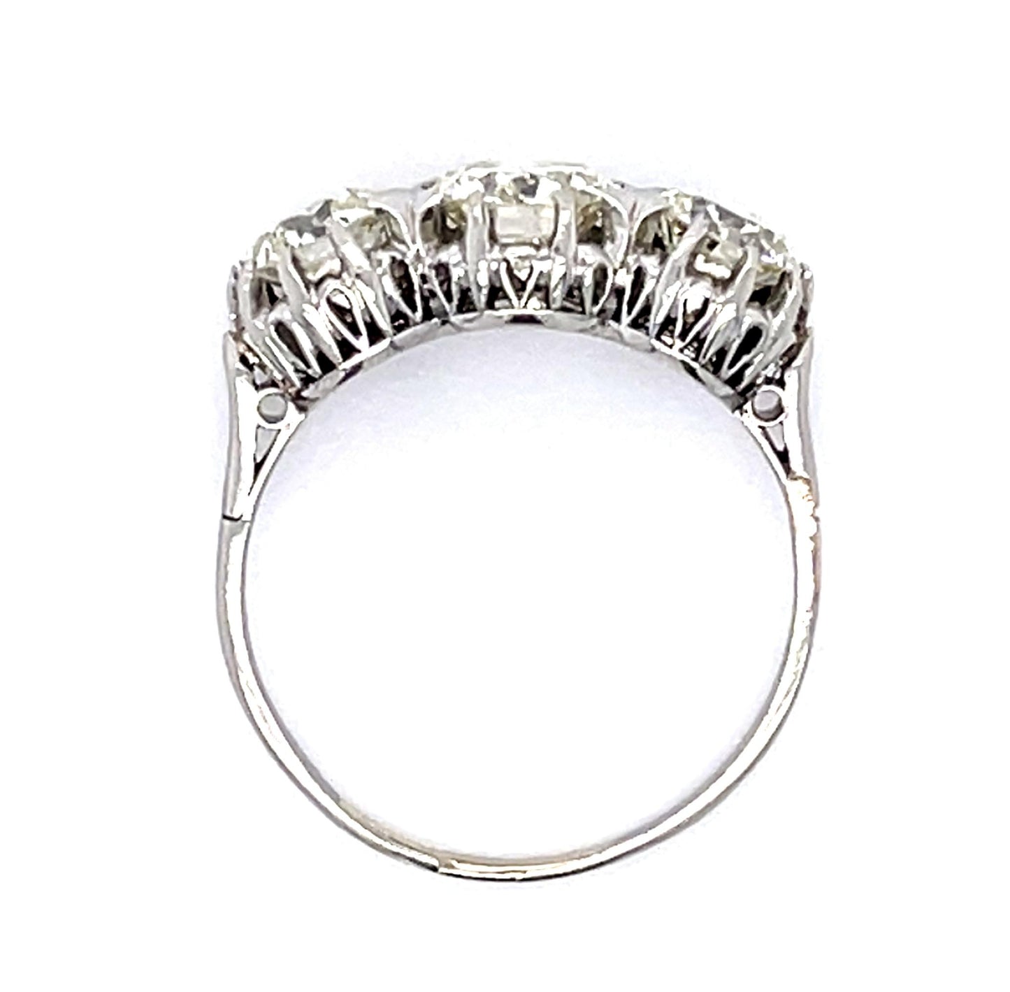 Art Deco .70ct Old European Dia Center PT Three Stone Ring (1930s) 1ct SD