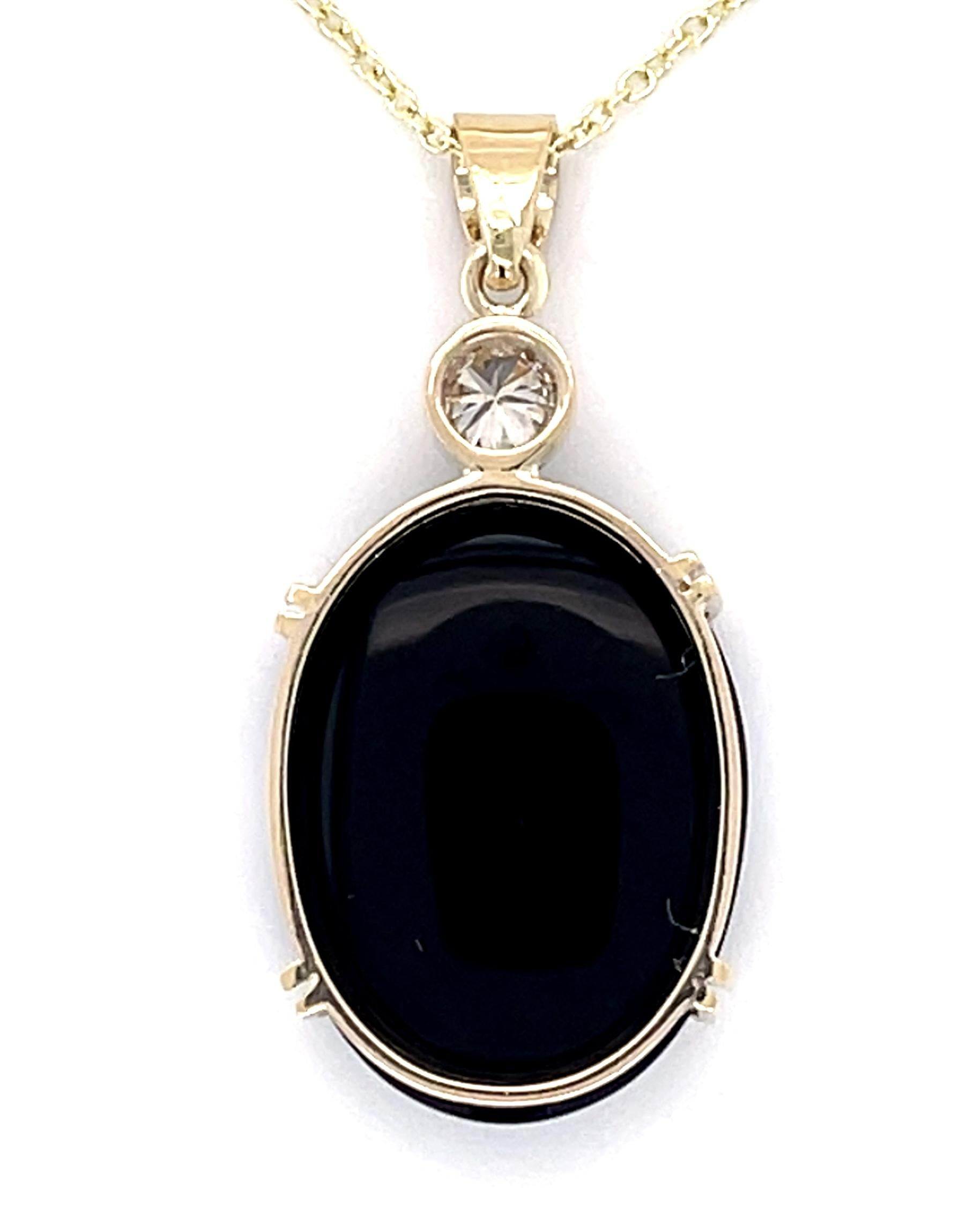 6.70ct Doublet Opal .17ct Diamond 14KY Handmade Pendant