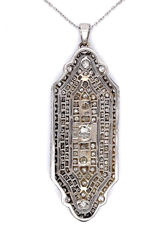 Art Deco .60ct Old Euro Dia Center PT Pendant (Vintage 1930s) 3.50ct SD