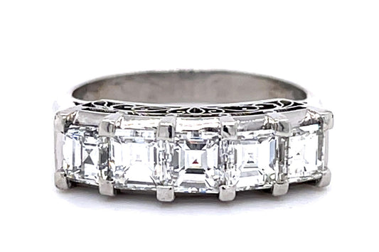 Original 1.68ct Exact Princess Diamond PT Ring (Vintage 1950s)