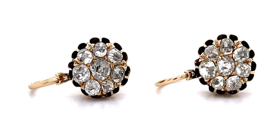 Victorian .78ct Old Mine Diamond 18KY Earrings (Antique 1890s) 3.60g 5/8"