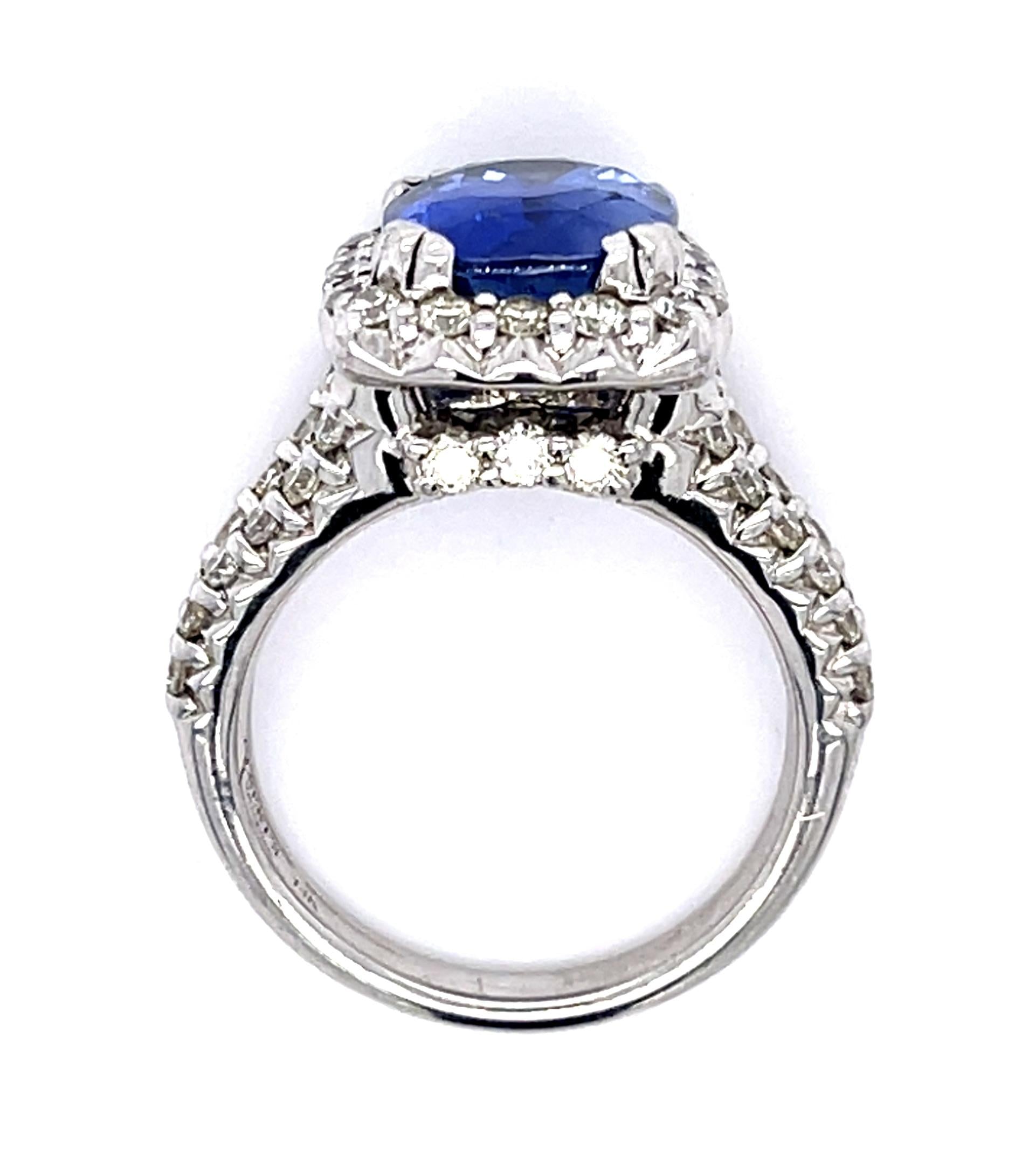 6.46ct Sapphire 1.75ct Diamond 14KW Ring