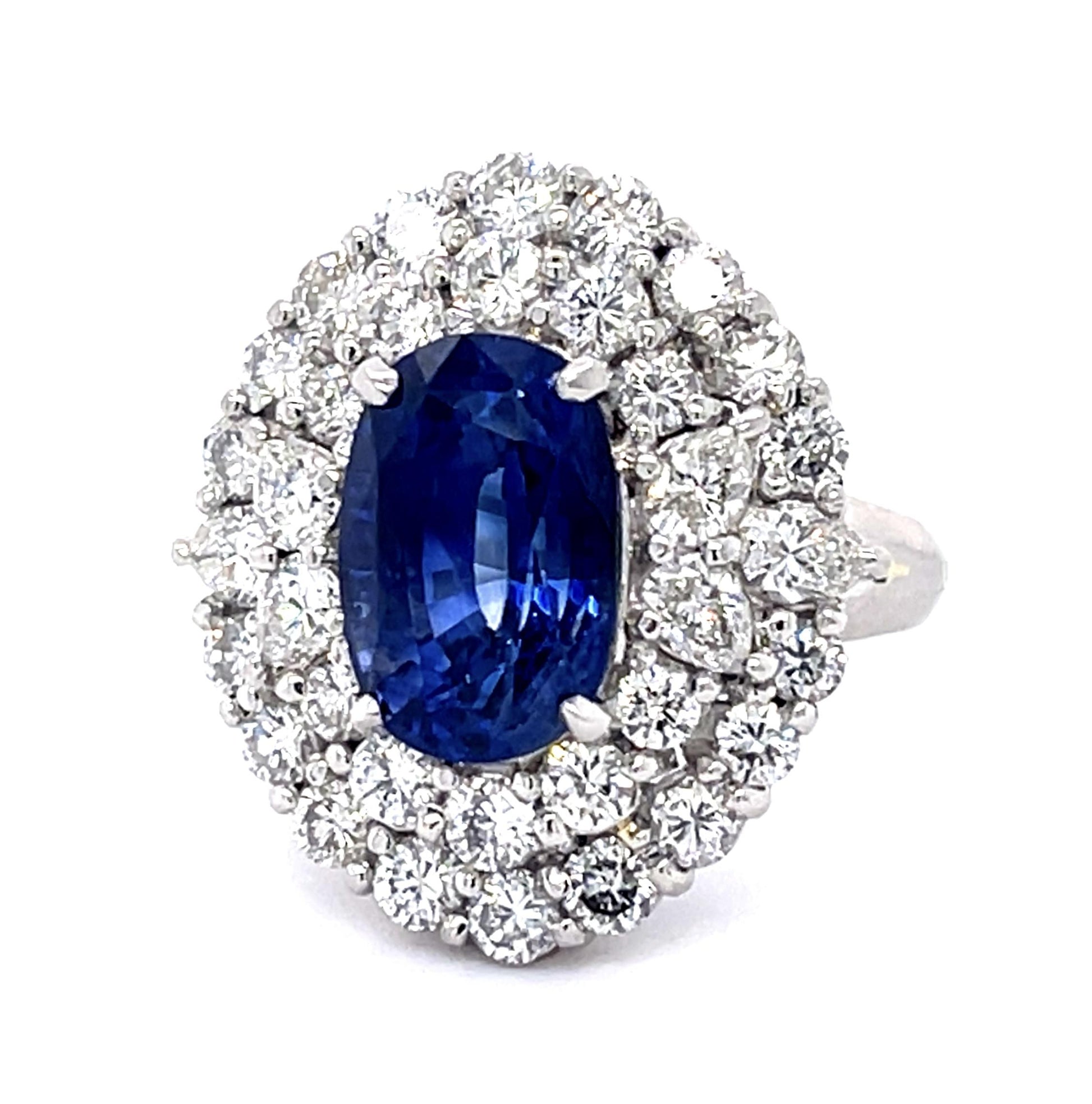 4.42ct Oval Sapphire .90ct (6 Pear Dia) PT Ring 2.70ct SD