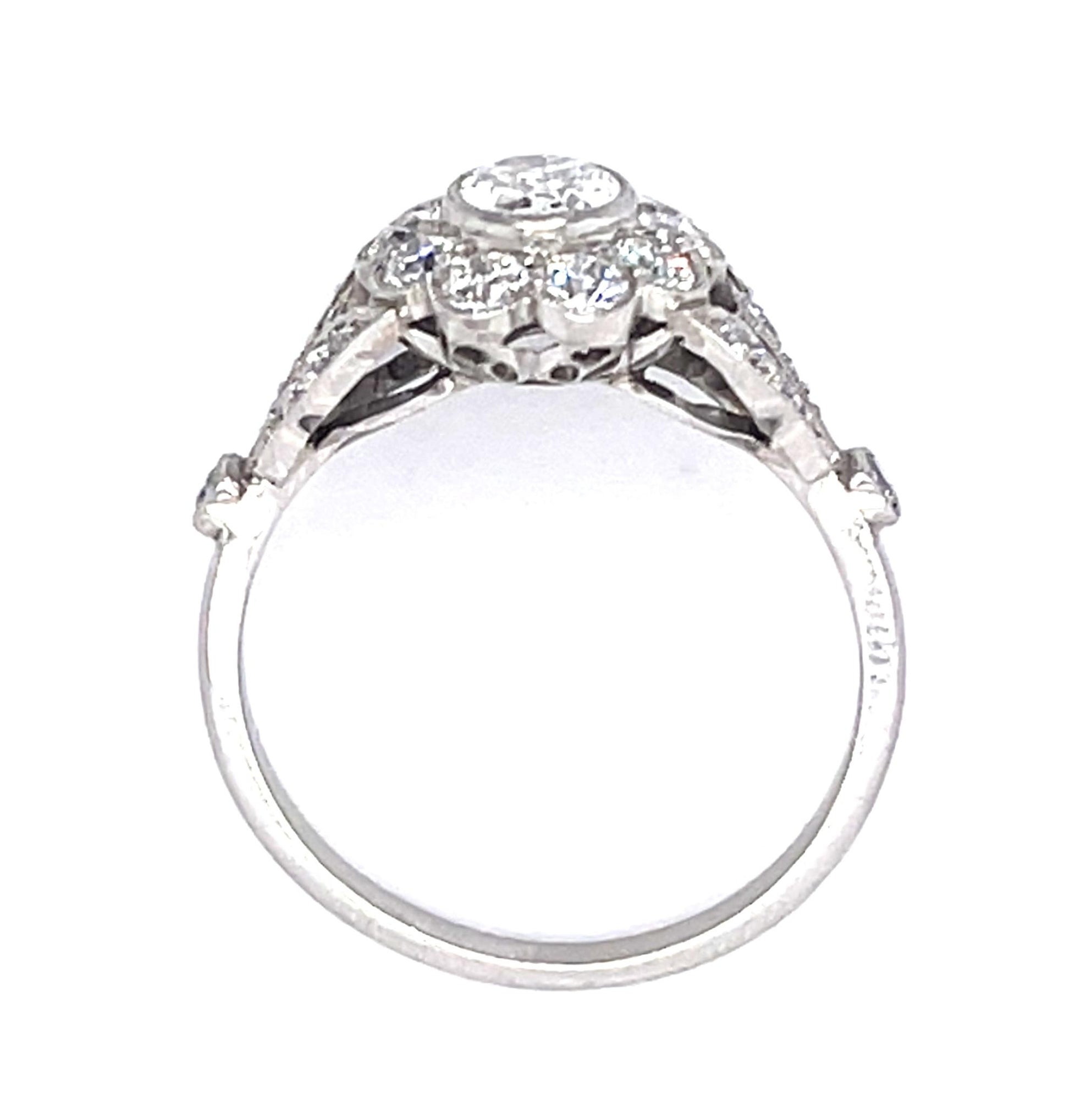 .53ct Antique Oval Diamond Platinum Handmade Ring .81ct SD