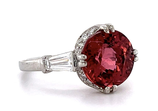 4.45ct Pink Tourmaline .84ct Diamond PT Ring
