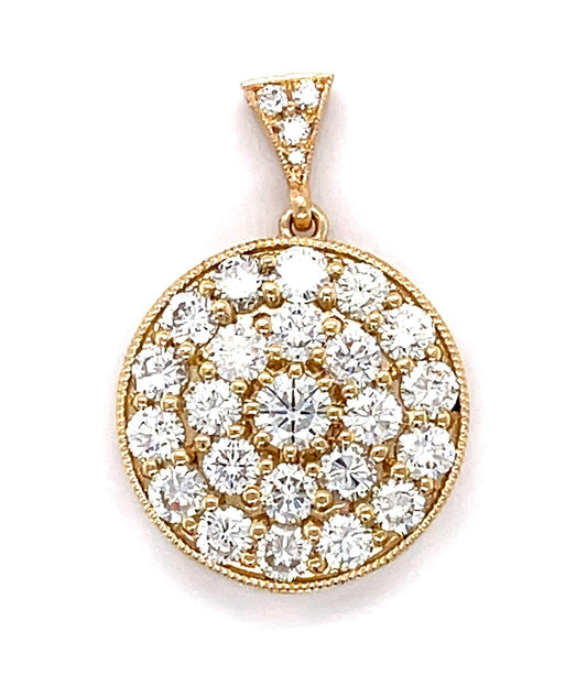 .25ct Center Diamond 14KY Halo Pendant 2.98ct SD