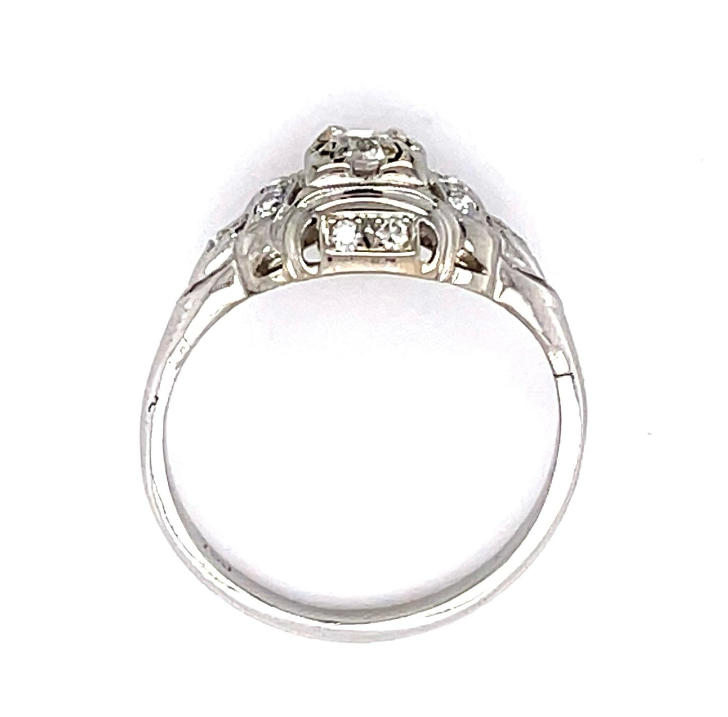 Art Deco .27ct Old Euro Diamond 18KW Ring (Antique 1920s) .12ct SD