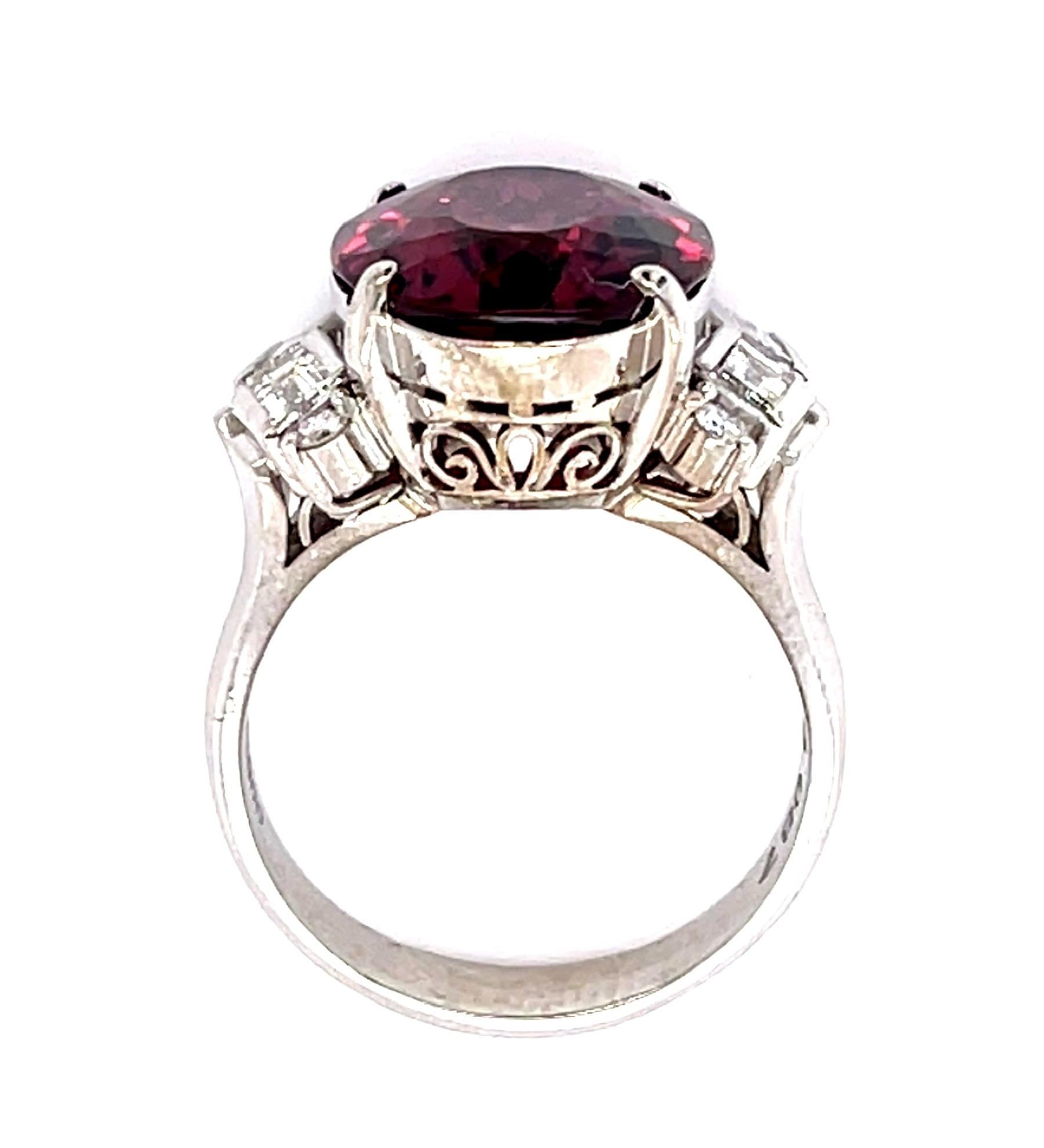 7.18ct Pink Tourmaline .87ct Diamond PT Ring (Vintage 1960s)