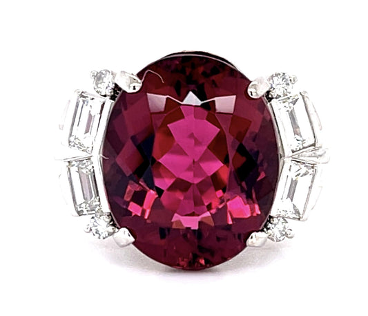 7.18ct Pink Tourmaline .87ct Diamond PT Ring (Vintage 1960s)