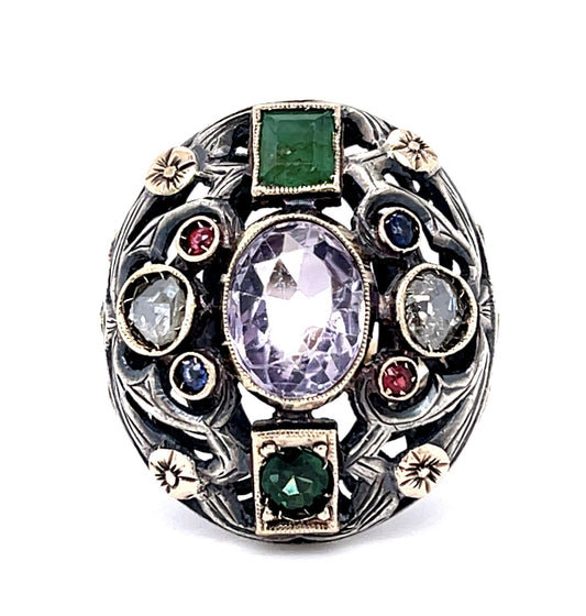 .30ct Diamond 14KY+Silver Ring (Antique 1920s)