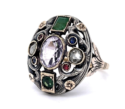 .30ct Diamond 14KY+Silver Ring (Antique 1920s)