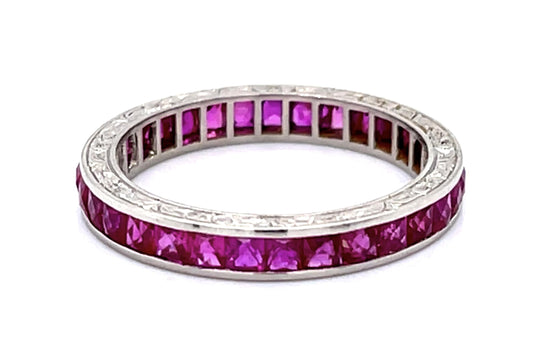 2ct French-cut Rubies PT Eternity Band
