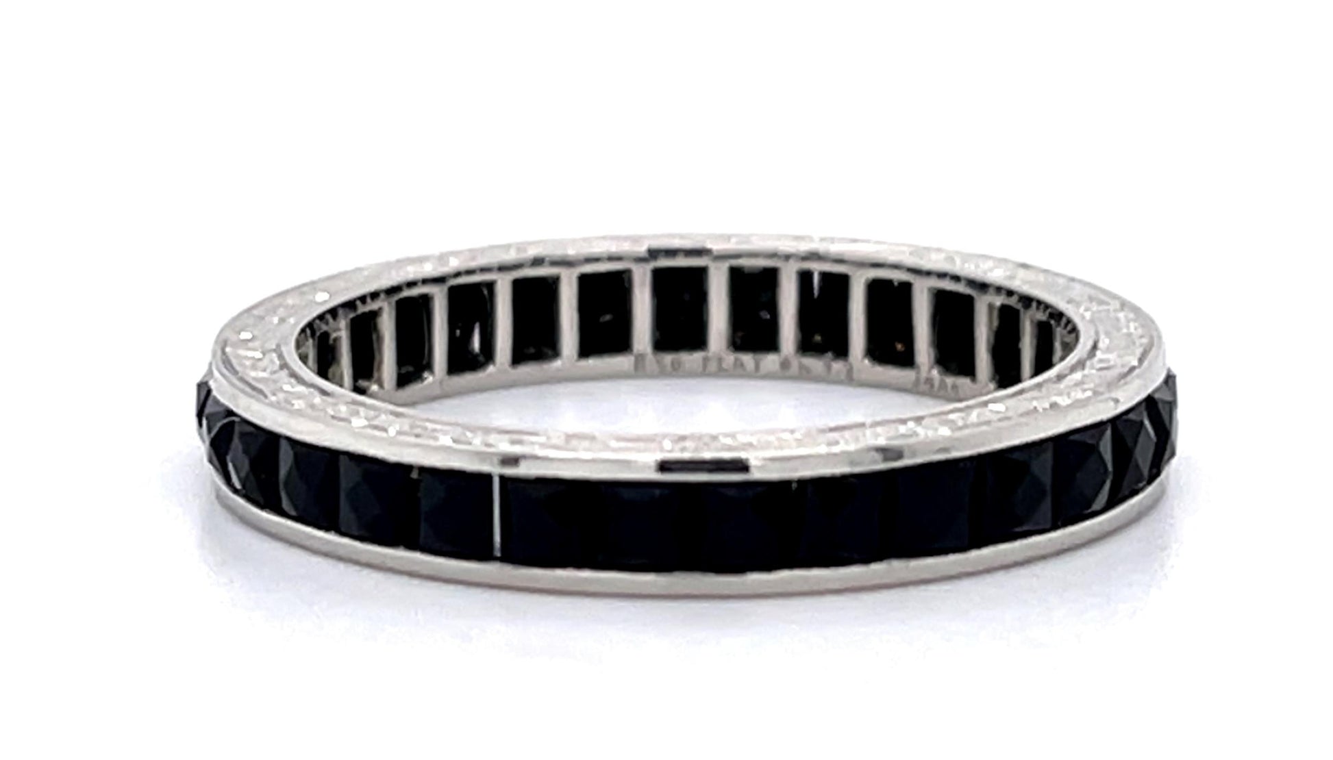 1.20ct French-cut Onyx PT Eternity Band