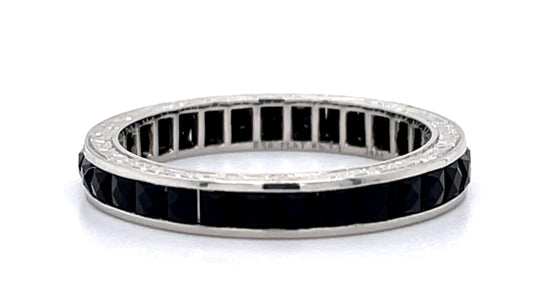1.20ct French-cut Onyx PT Eternity Band