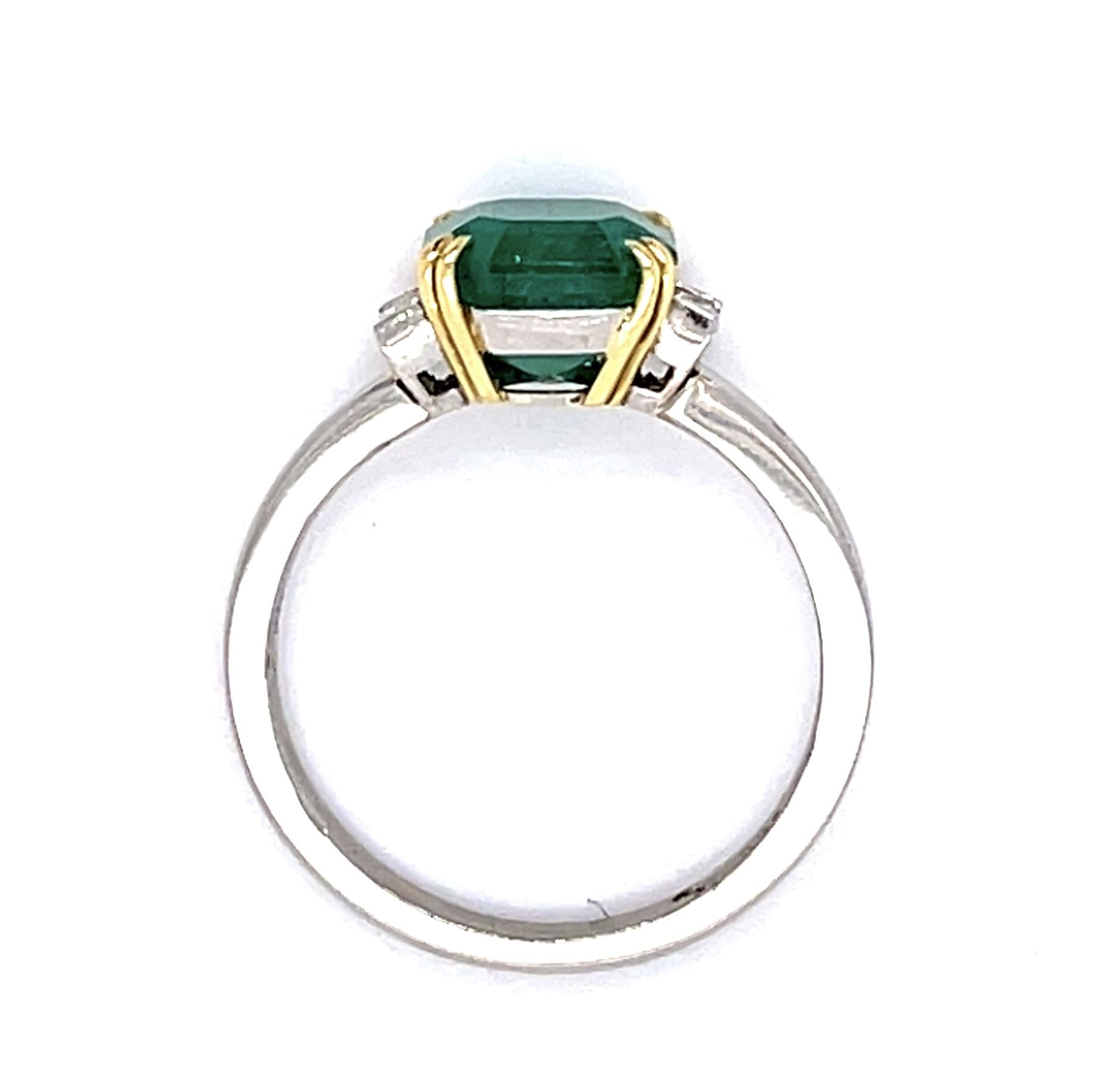 2.15ct Emerald .20ct Diamond PT Ring