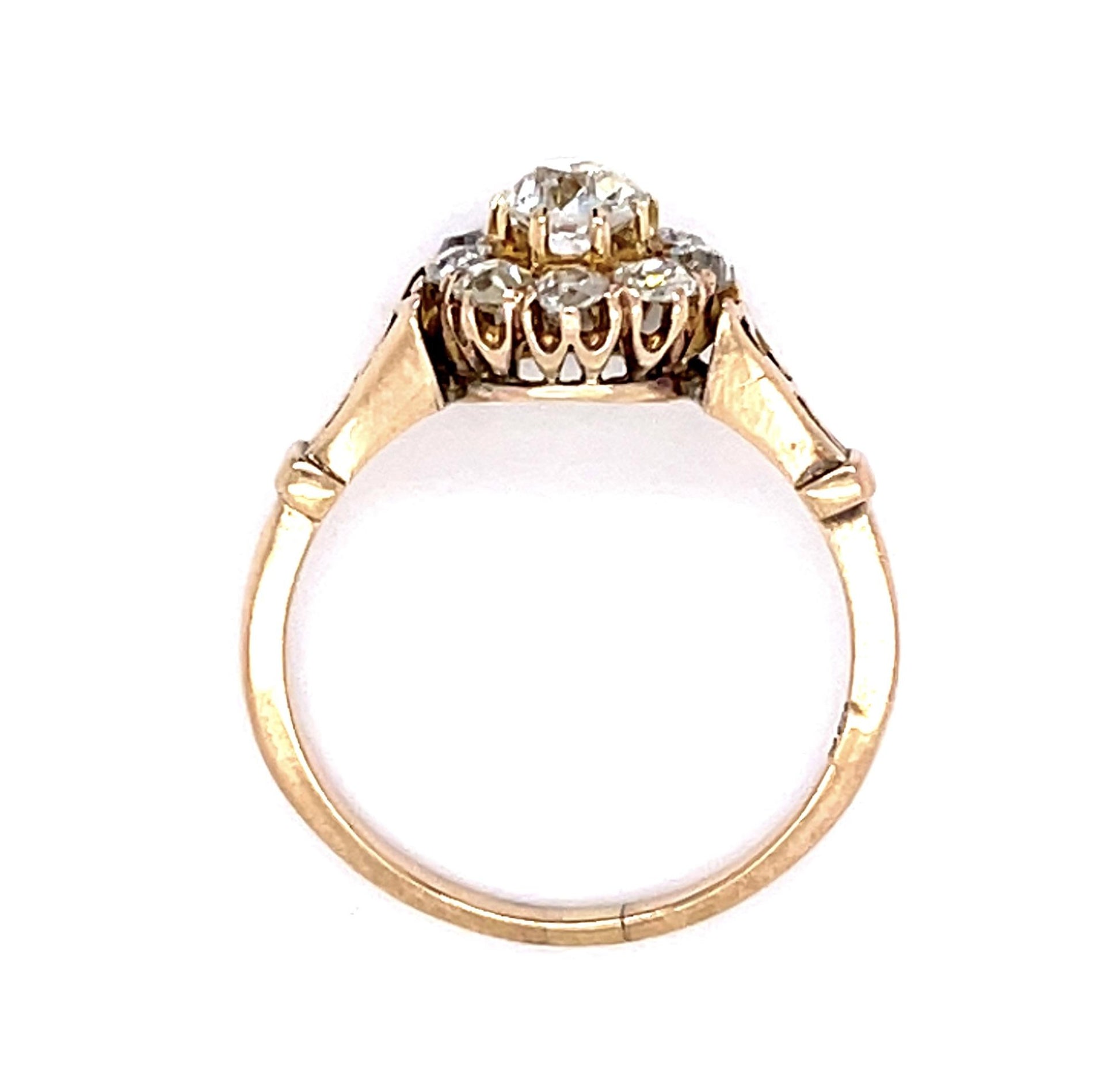 Victorian .60ct Old Mine Dia Center Unknown Metal Ring (Antique 1880s) 1.08ct SD