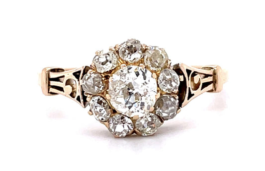 Victorian .60ct Old Mine Dia Center Unknown Metal Ring (Antique 1880s) 1.08ct SD