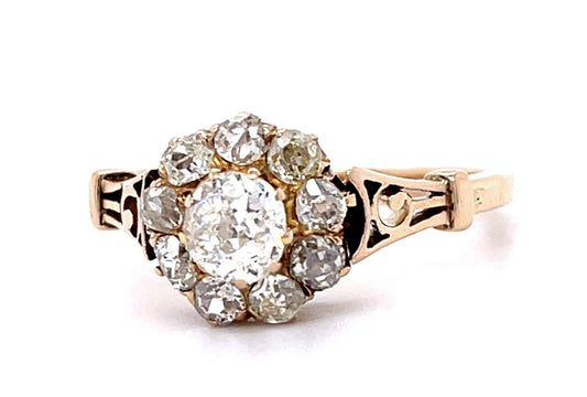 Victorian .60ct Old Mine Dia Center Unknown Metal Ring (Antique 1880s) 1.08ct SD