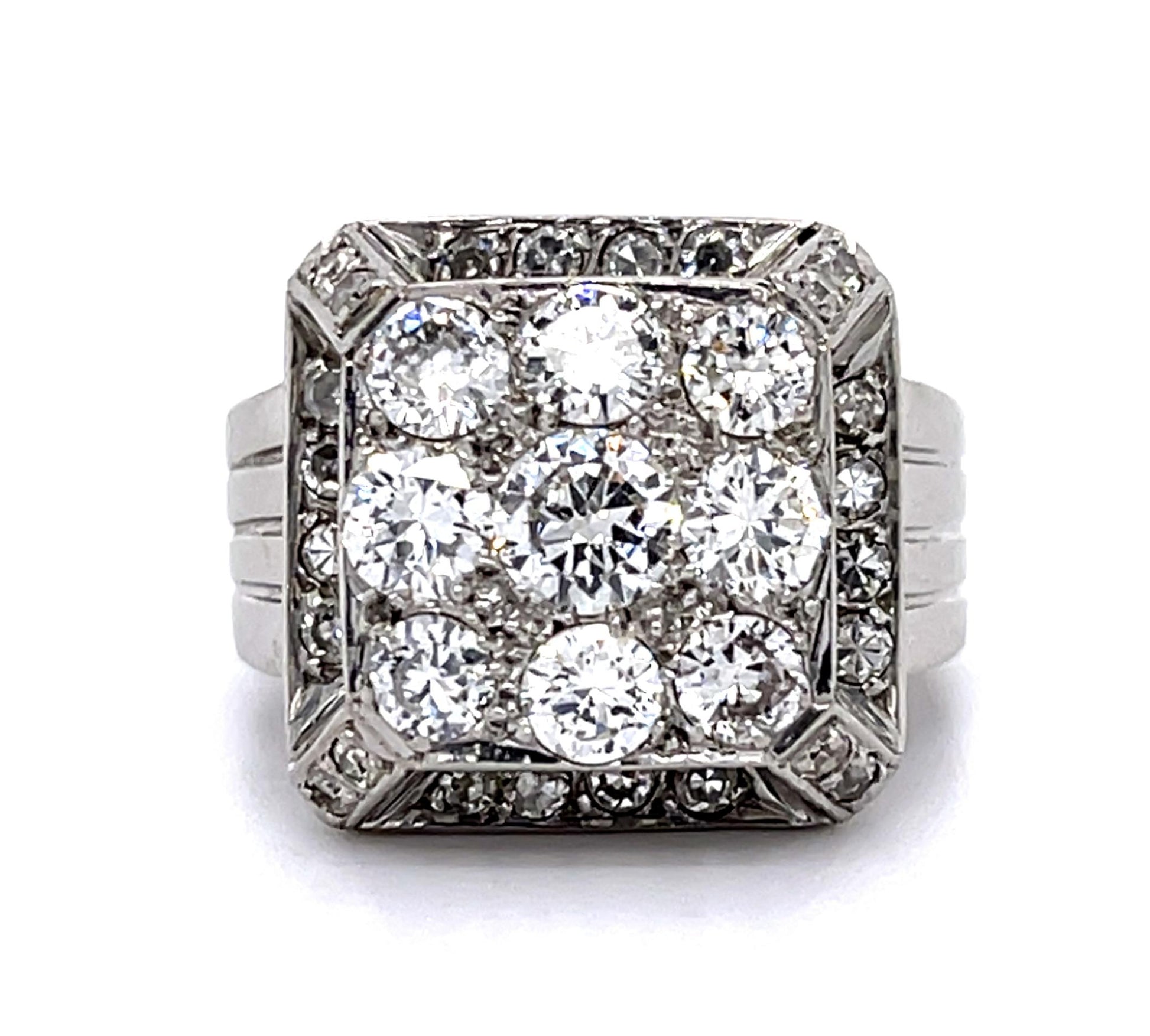 .38ct Round Center Diamond PT Handmade Ring (Vintage 1950s) 1.50ct SD .40ct SD