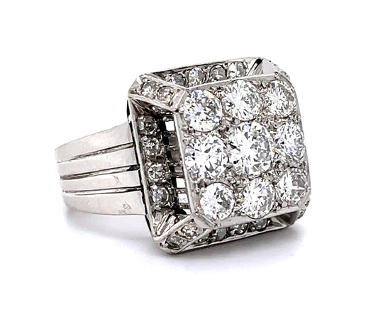 .38ct Round Center Diamond PT Handmade Ring (Vintage 1950s) 1.50ct SD .40ct SD