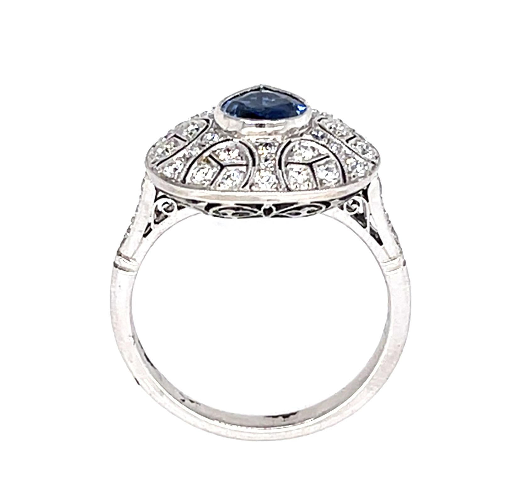 .82ct Sapphire 1ct Diamond PT Handmade Ring