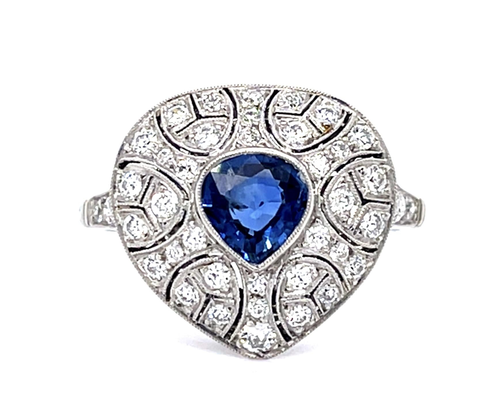 .82ct Sapphire 1ct Diamond PT Handmade Ring