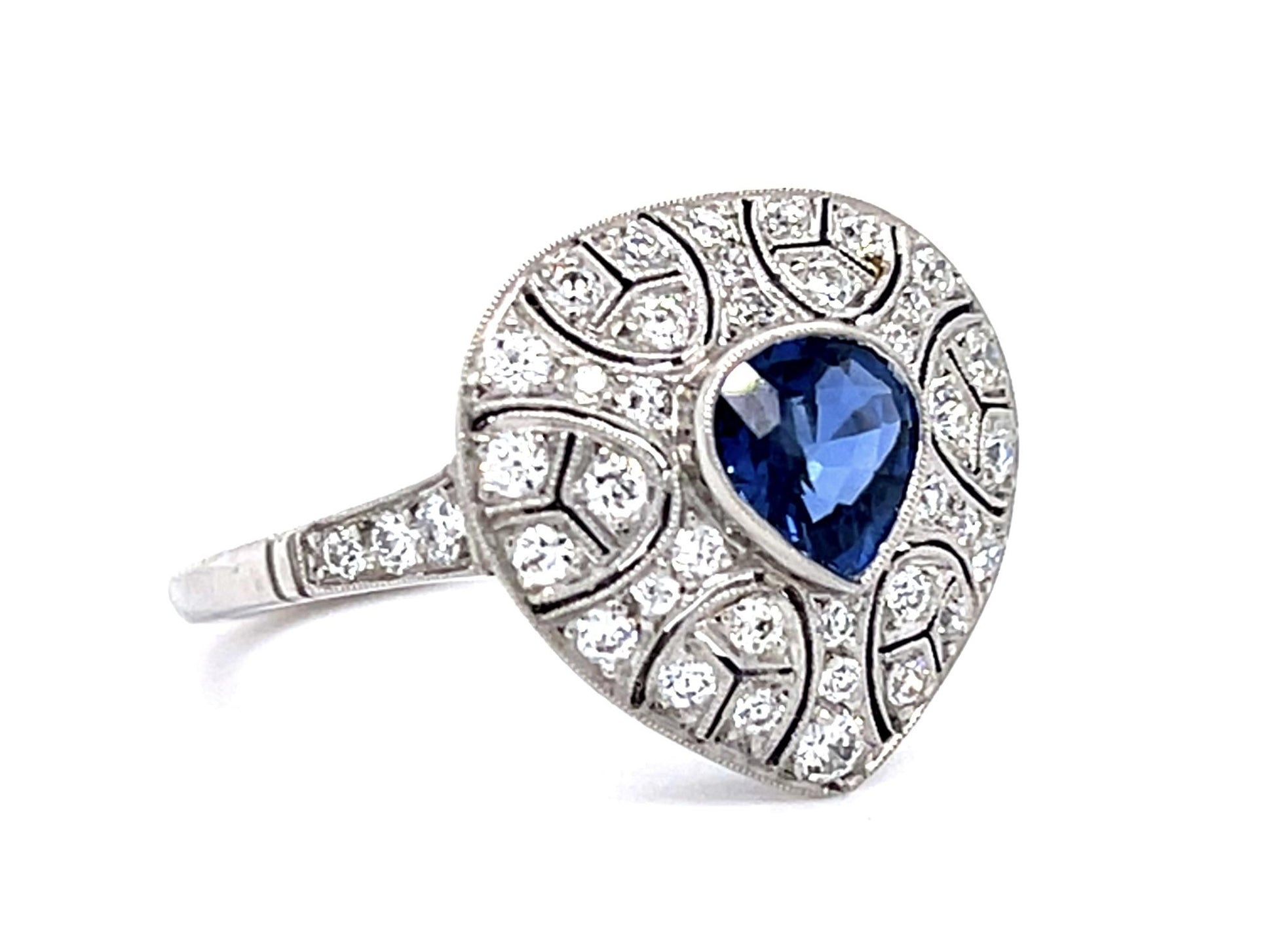 .82ct Sapphire 1ct Diamond PT Handmade Ring