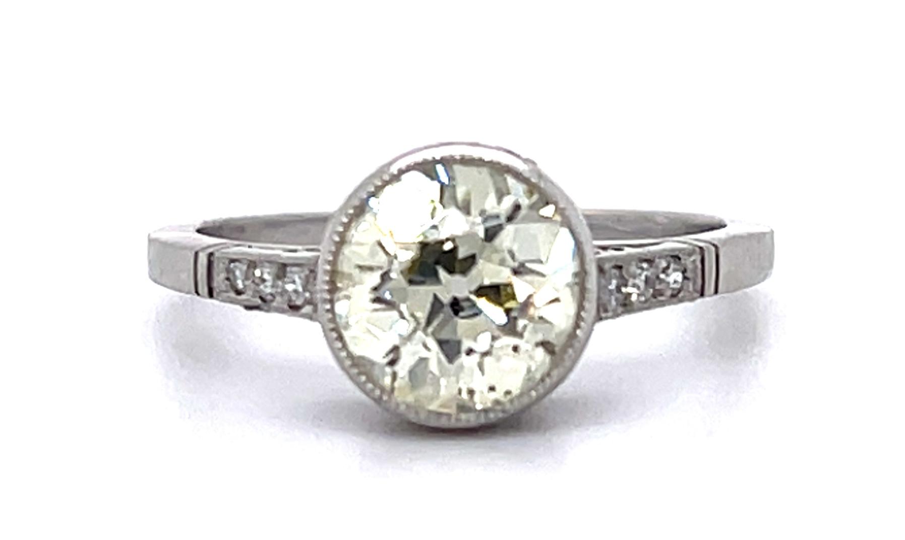1.84ct Old European Diamond PT Handmade Ring