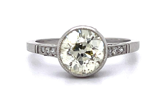 1.84ct Old European Diamond PT Handmade Ring