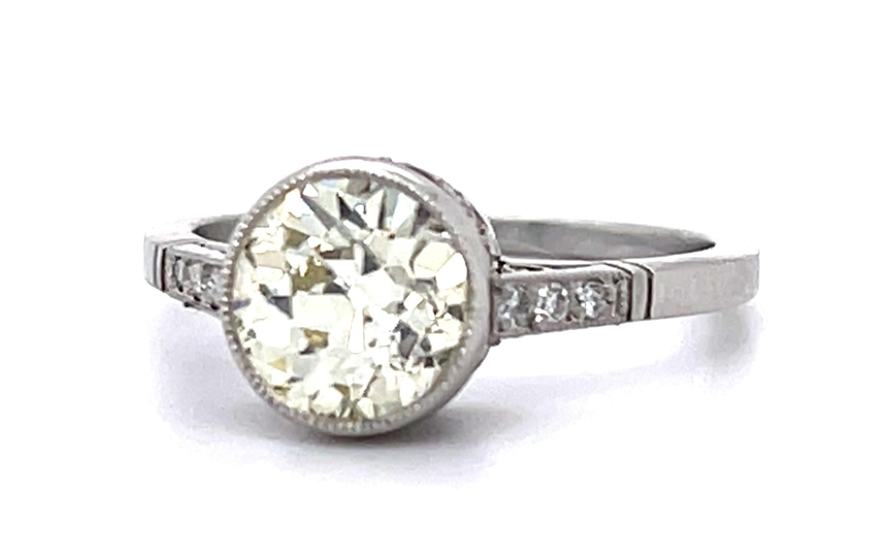 1.84ct Old European Diamond PT Handmade Ring