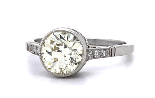 1.84ct Old European Diamond PT Handmade Ring