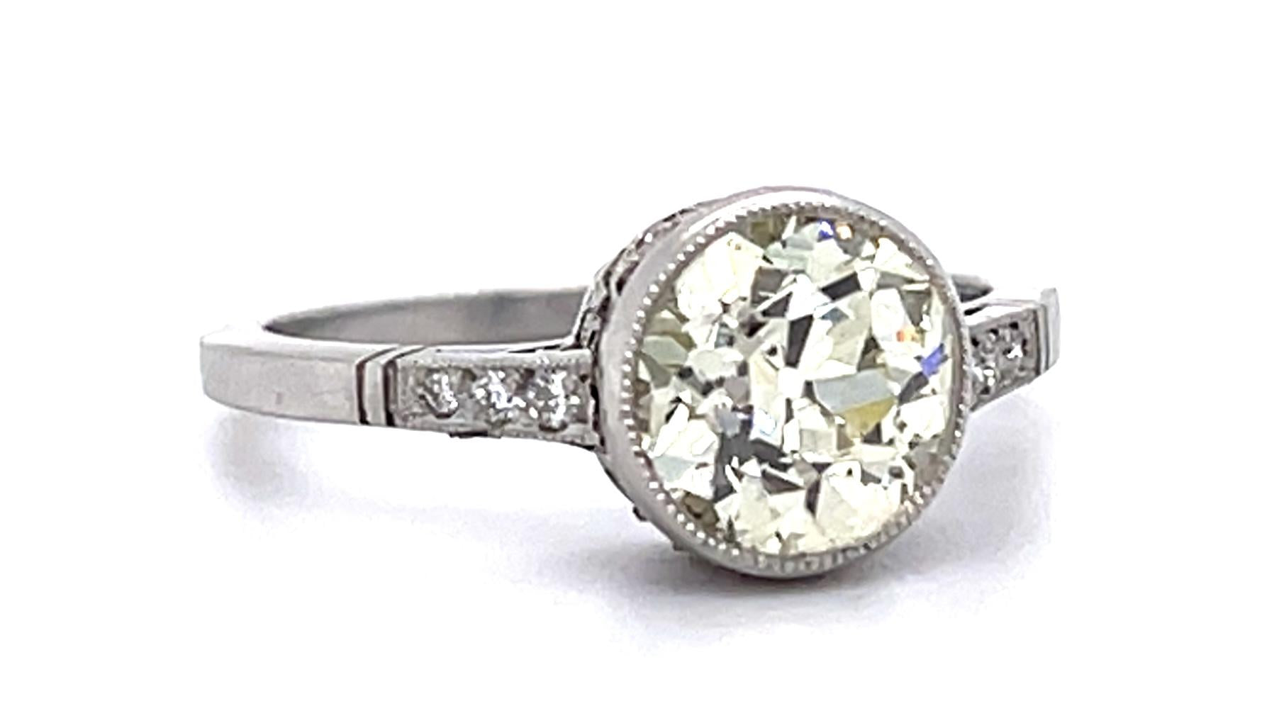 1.84ct Old European Diamond PT Handmade Ring