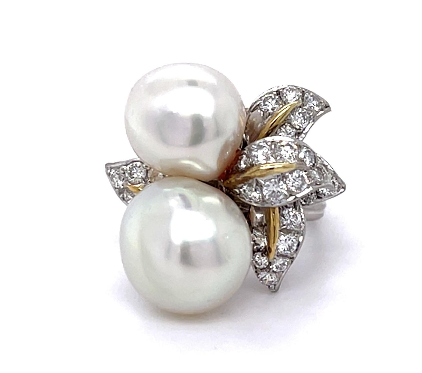 11+12.70mm Pearl 1.45ct Diamond 18KW Ring