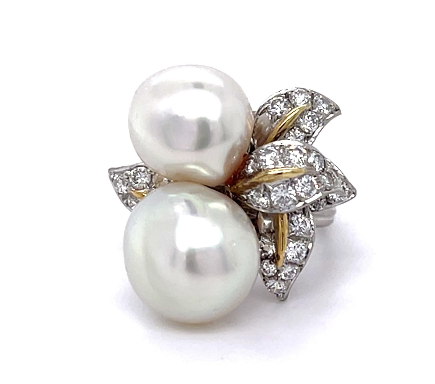 11+12.70mm Pearl 1.45ct Diamond 18KW Ring