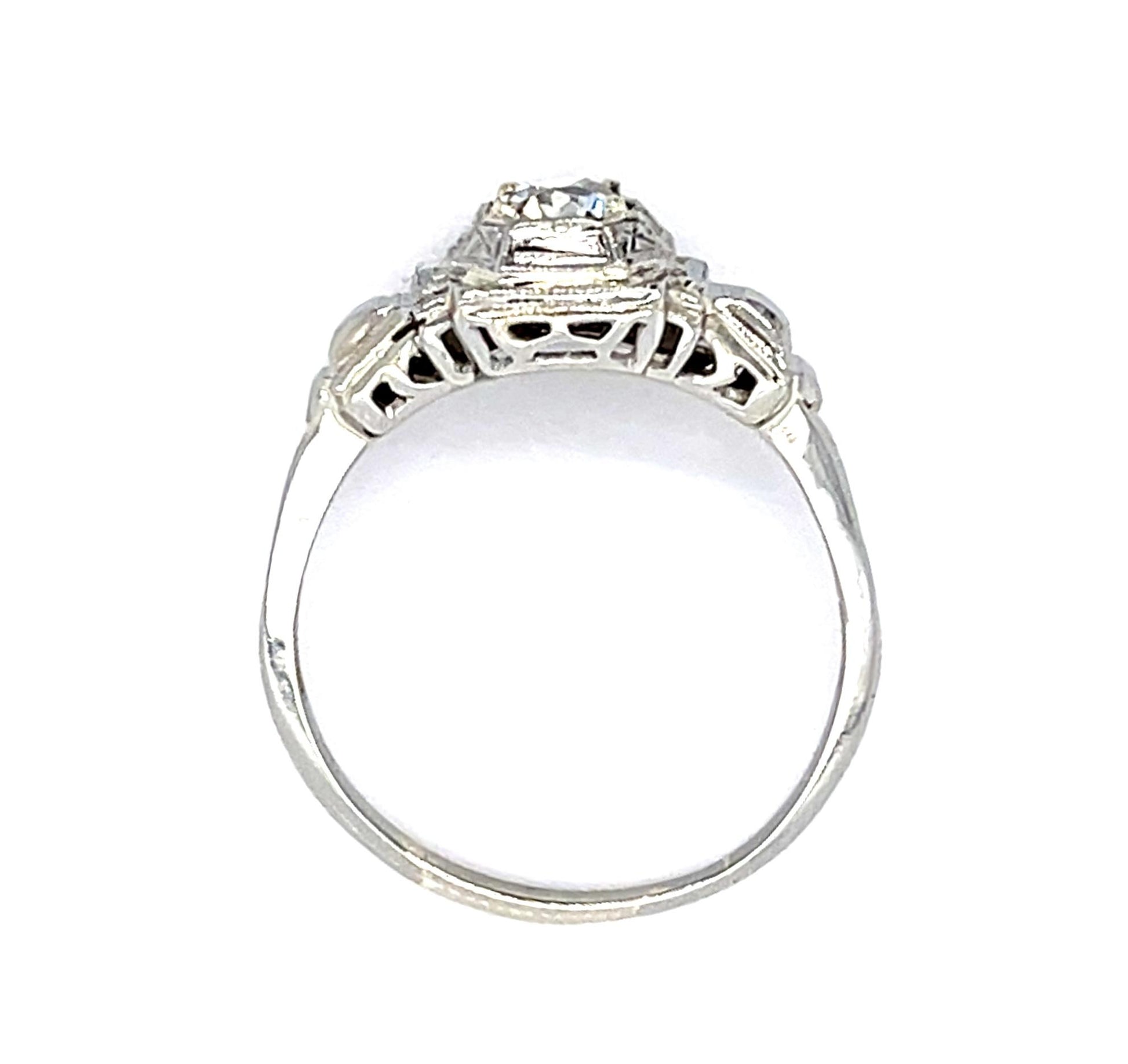 Original Art Deco .33ct Old European Diamond 18KW Ring (Antique 1920s)