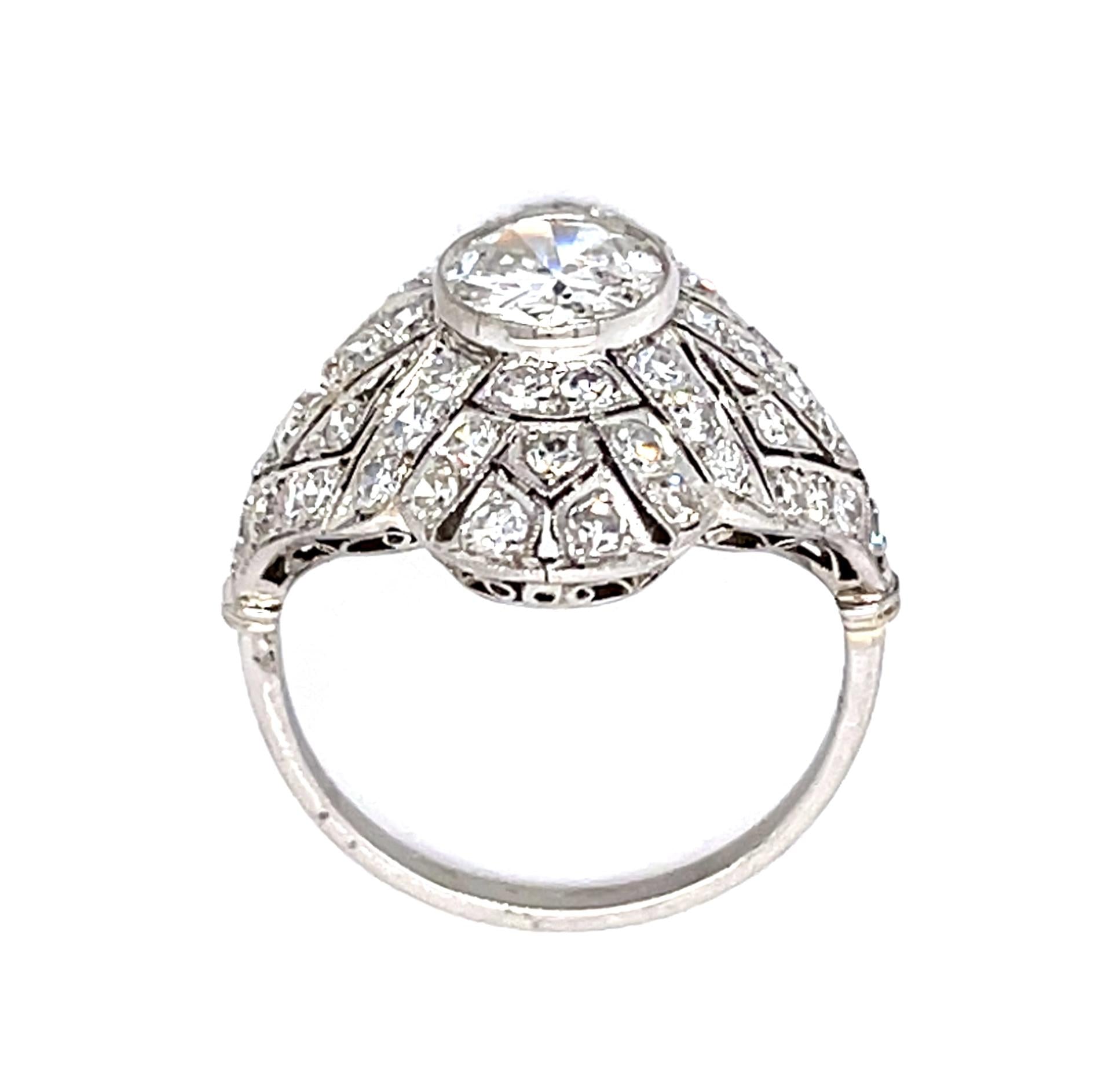 .88ct Center Diamond PT Handmade Ring 1ct SD 5.80g 7.25 Size
