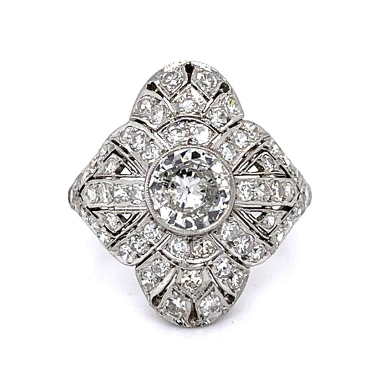 .88ct Center Diamond PT Handmade Ring 1ct SD 5.80g 7.25 Size