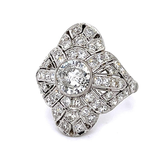 .88ct Center Diamond PT Handmade Ring 1ct SD 5.80g 7.25 Size