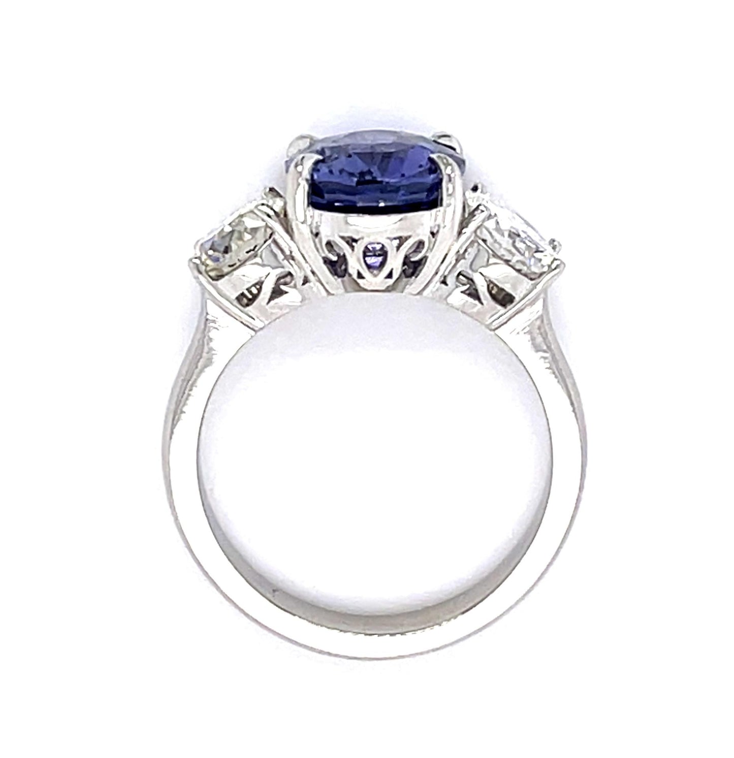 3.51ct No Heat Color Change Purple Sap .72ct 1.50ct L VVS2 Dia (No Cert) PT Ring