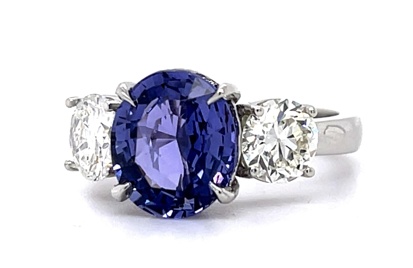 3.51ct No Heat Color Change Purple Sap .72ct 1.50ct L VVS2 Dia (No Cert) PT Ring