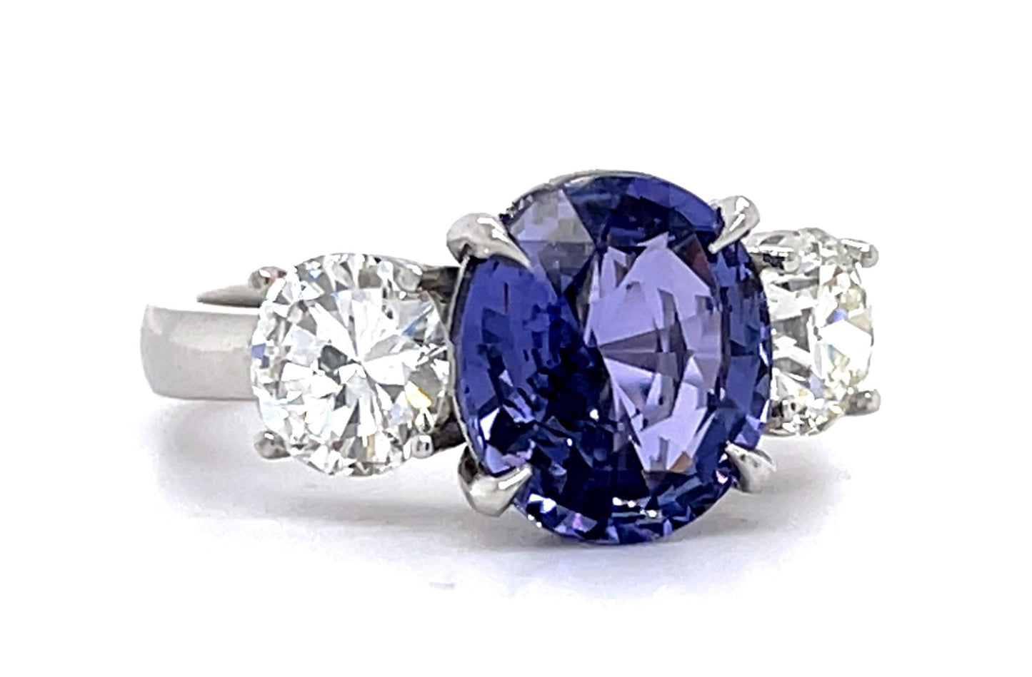 3.51ct No Heat Color Change Purple Sap .72ct 1.50ct L VVS2 Dia (No Cert) PT Ring