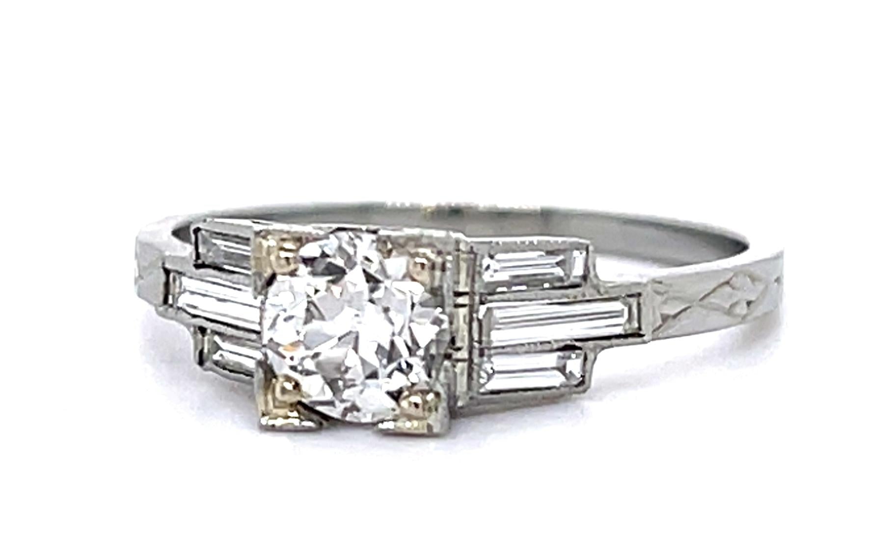 Original Art Deco .68ct Old European Diamond 18KW Ring (Vintage 1930s) .24ct Dia