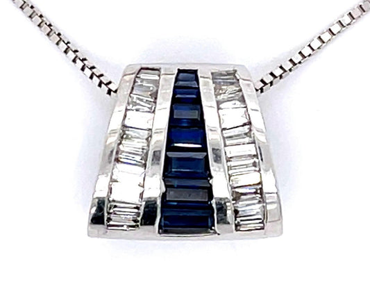 .50ct Sapphire .64ct Diamond 14KW Pendant
