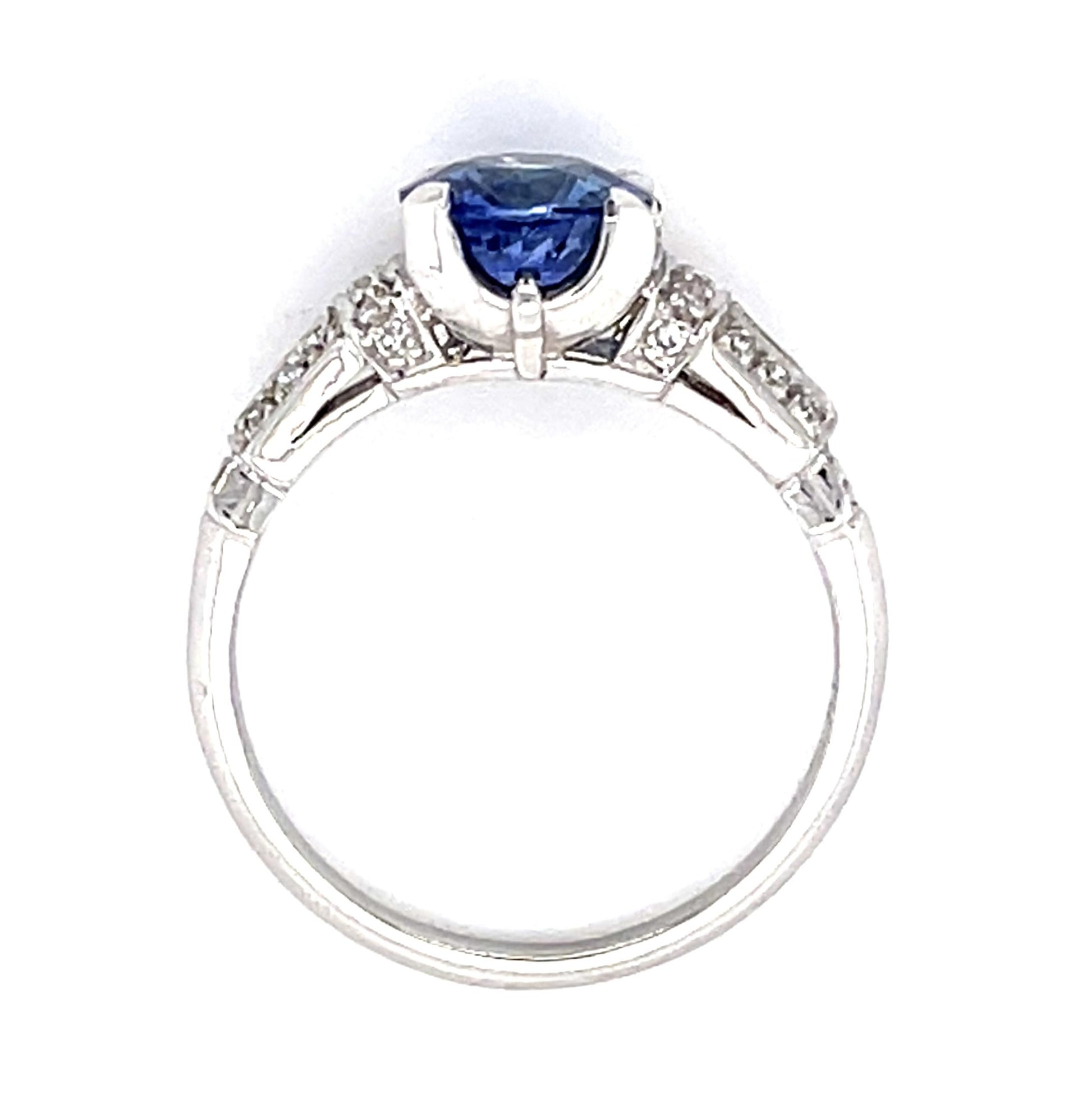 Art Deco 1.44ct Sapphire .50ct Diamond Platinum Ring